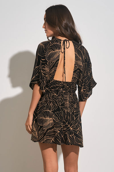 Backless tropical coverup dress